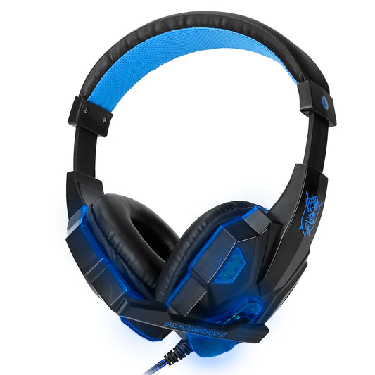Gaming Headsets Stereo Bass Over Ear Headphones w/LED Light Earmuff w/ Mic 3.5mm Plug USB 6.89FT Cord Fit For PS5/PS4/PS4 Pro/Slim/PSP