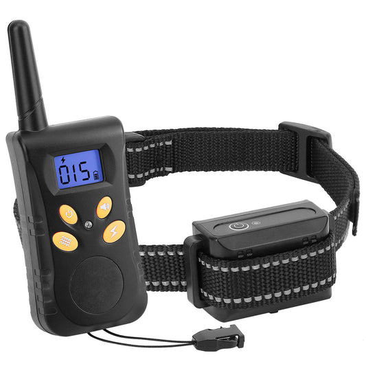 Dog Training Collar IPX7 Waterproof Pet Beep Vibration Electric Shock Collar Rechargeable Transmitter Receiver Trainer w/ Remote