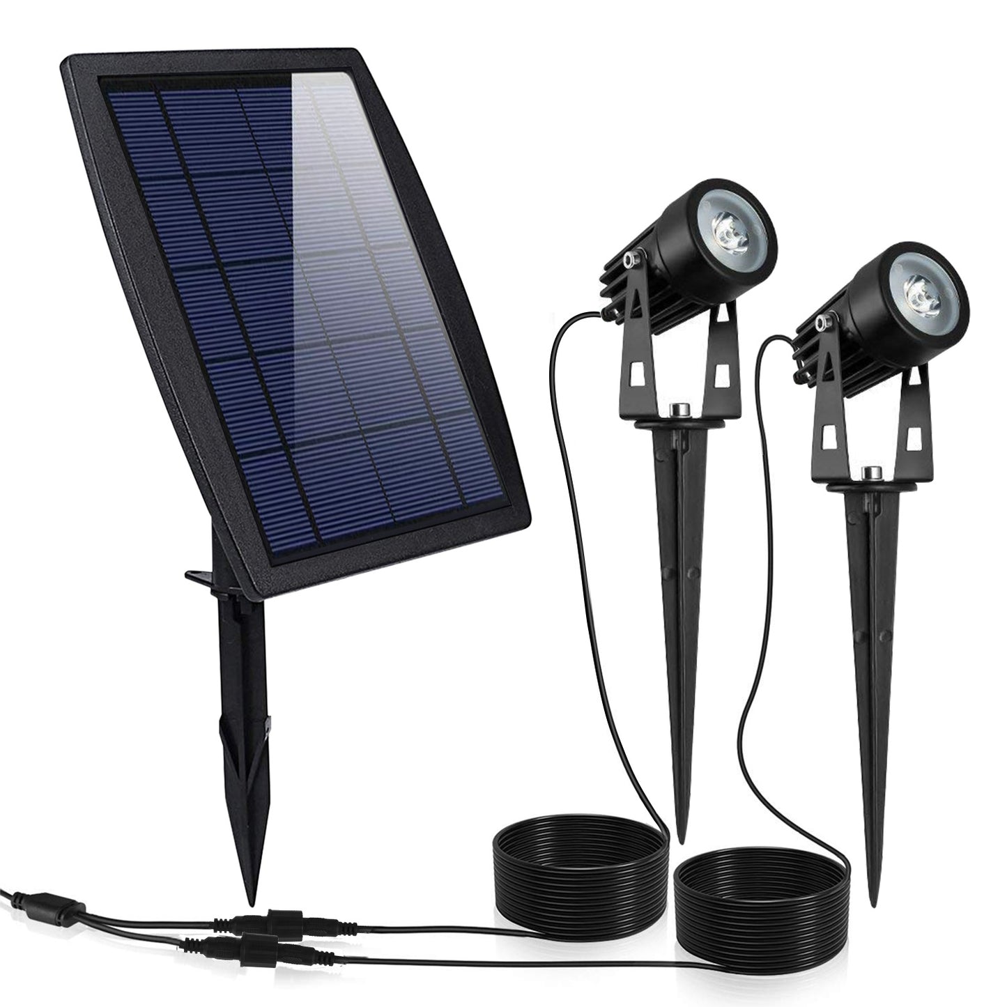 Twin Solar Spotlight Outdoor Light Sensor Lamps Wall Lawn Garden Pathway