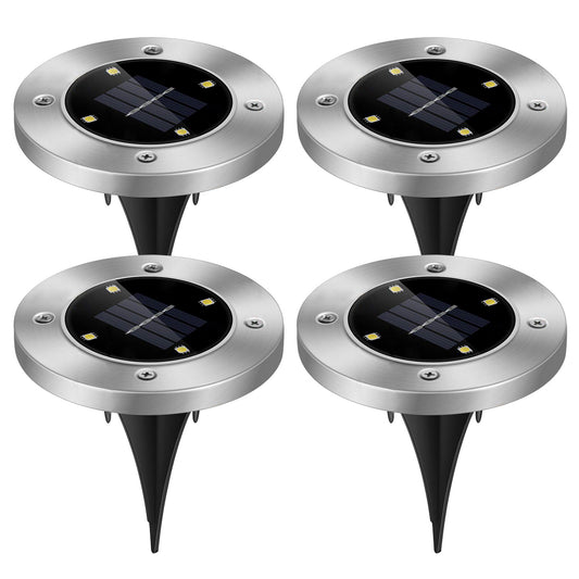 4pcs Solar Ground Light Waterproof Buried Light In-Ground Path Deck Lawn Patio Light