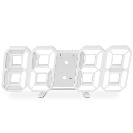 3D LED Digital Wall Clock Sound Control  Alarm Clock w/ 3 Auto Adjustable Brightness Snooze Date Temperature 12/24Hr Time Display