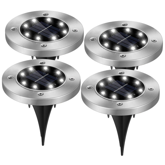 4Pcs Solar Powered Ground Light Outdoor IP65 Waterproof Buried In-Ground Lamp Decorative Path Deck Lawn Patio Lamp