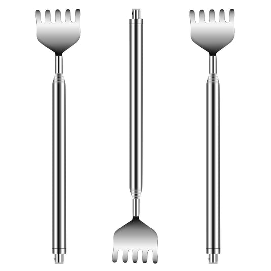 3pcs 20in Telescopic Back Scratcher Stainless Steel Extendable Bear Eagle Claw Massager