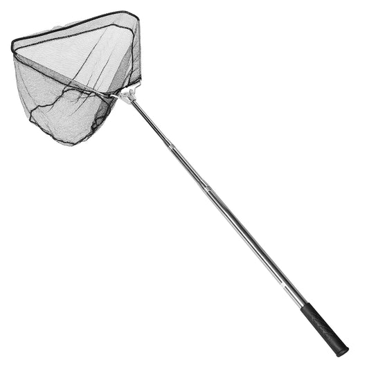 Foldable Fish Landing Net Collapsible Handle Fishing Net with 38.6in-67in Aluminum Alloy Telescopic Pole for Kayak Fly Catfish Bass Crab