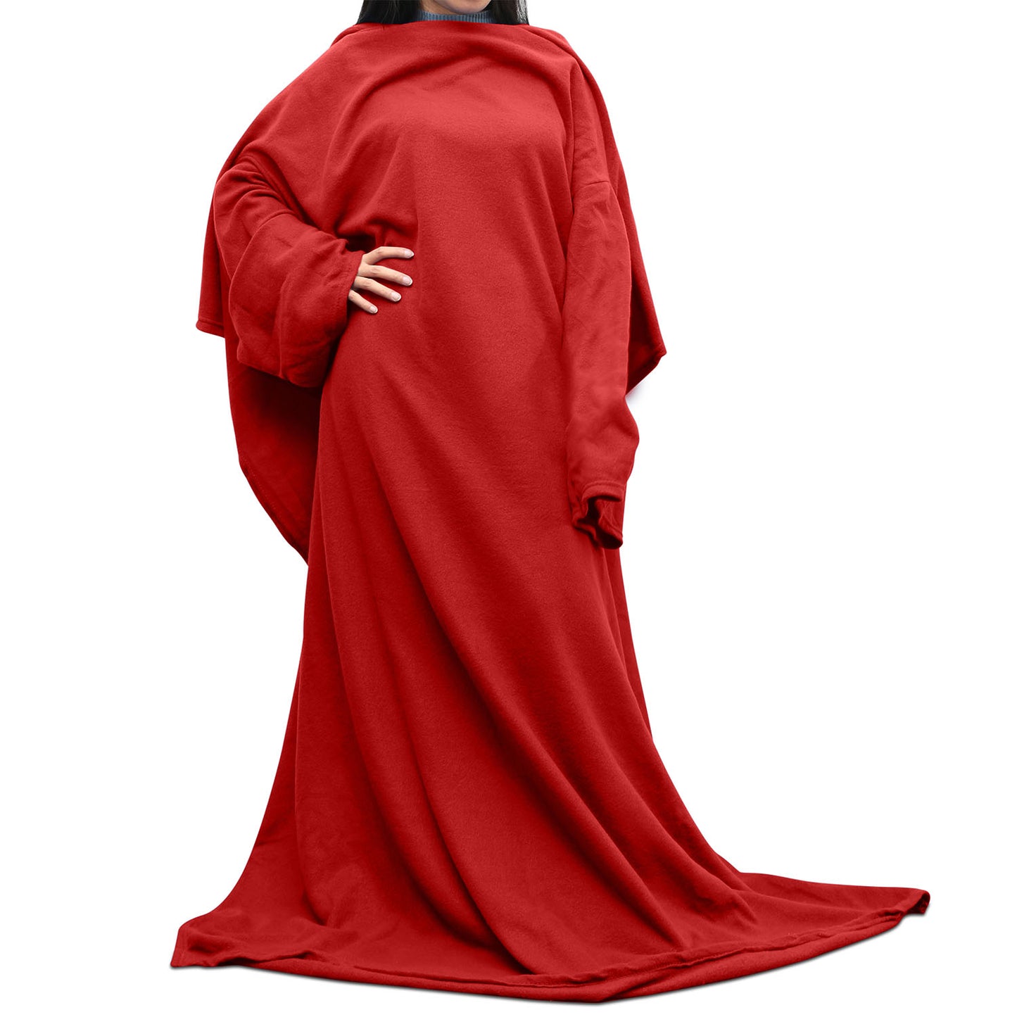 Wearable Fleece Blanket with Sleeves Cozy Warm Microplush Sofa Blanket