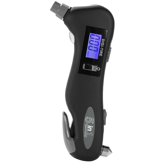 Auto Digital Tire Pressure Gauge 150 PSI 4 Settings LED Flashlight Window Breaker