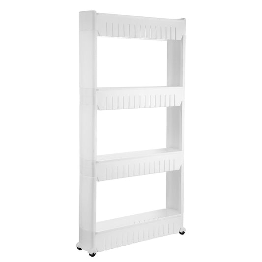4 Tiers Slim Storage Cart Mobile Rolling Shelf Unit Narrow Space Shelf
