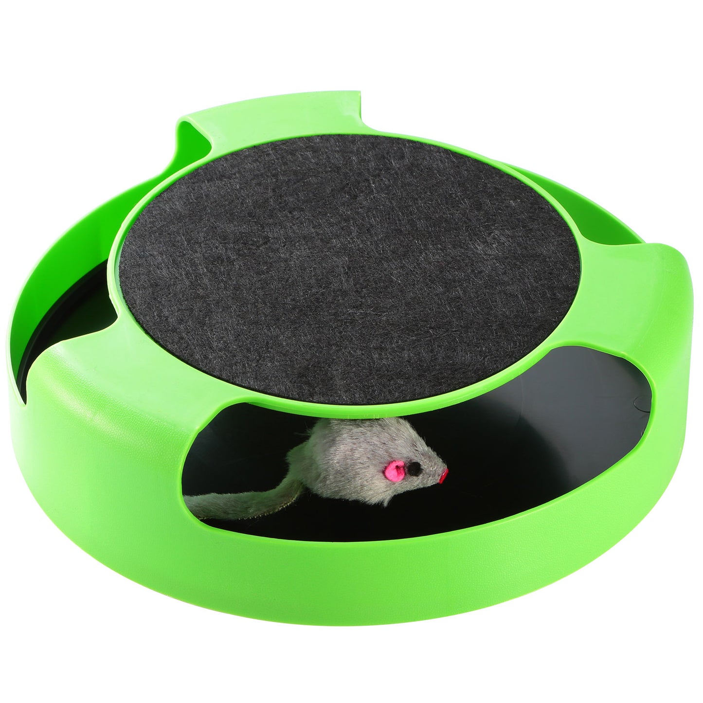 Cat Interactive Scratching Toy w/ Rotating Running Mouse Catching Plate