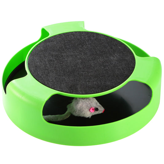 Cat Interactive Scratching Toy w/ Rotating Running Mouse Catching Plate