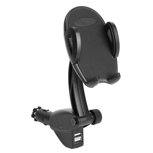360 Degree Rotation Car Phone Mount 3.1A Dual USB Cigarette Lighter