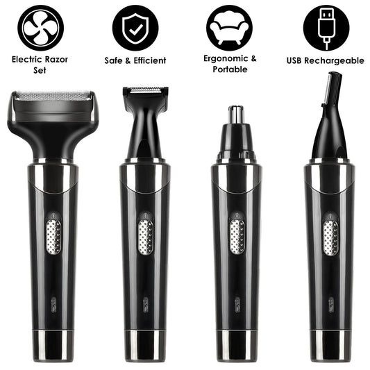 4 In 1 Rechargeable Razor Hair Beard Eyebrow Ear Nose Hairs Sideburn Trimmer Clipper