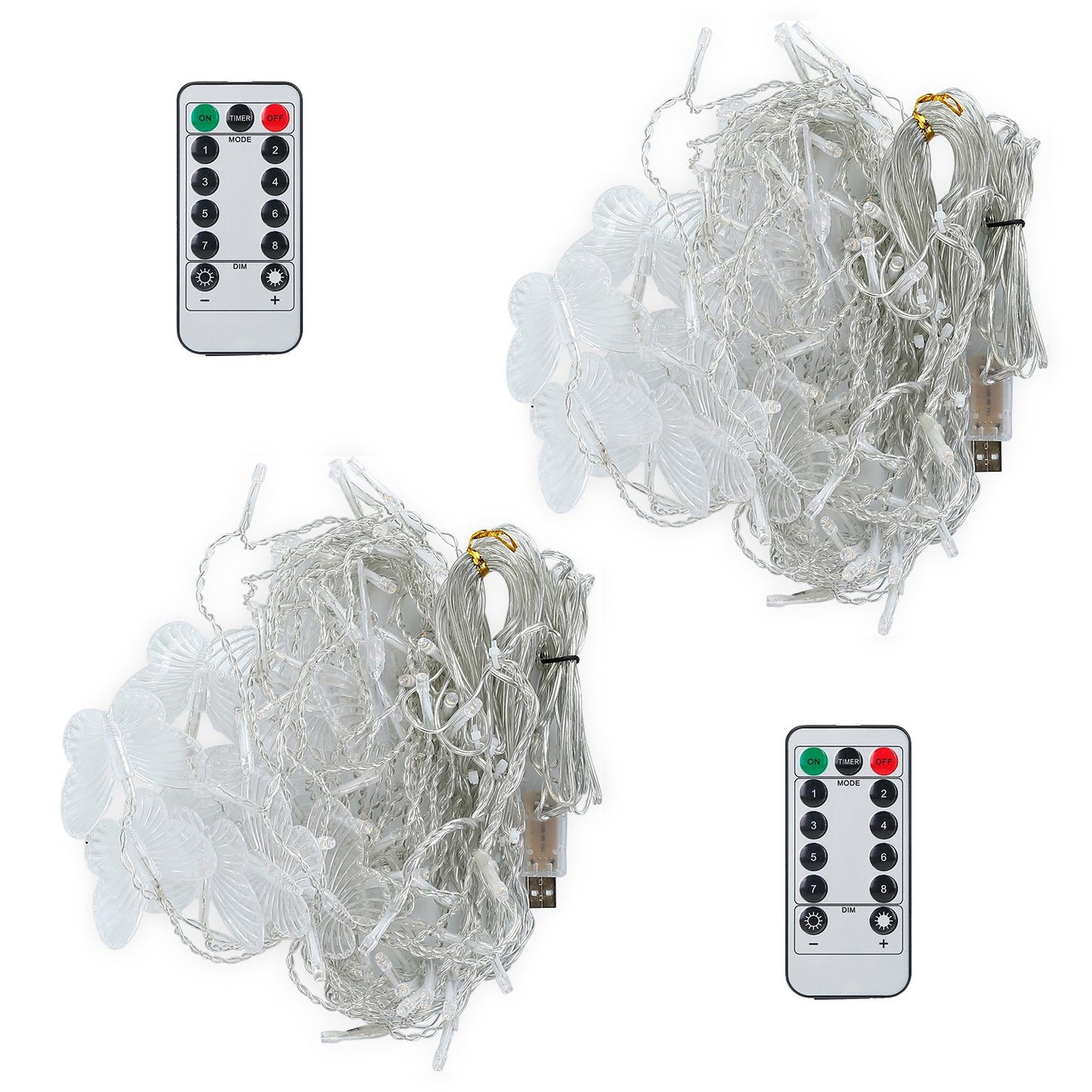 Butterfly Curtain String Lights USB Powered Colorful LED Fairy Lamps w/8 Modes 96 LED Remote Control 11.5ft for Bedroom Weddings Christmas