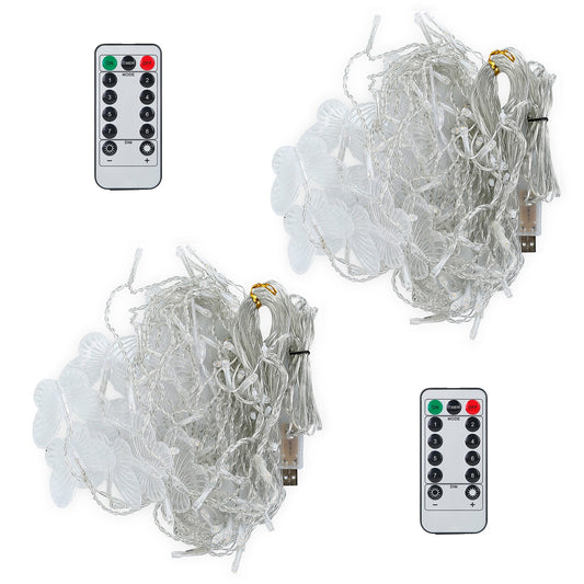 Butterfly Curtain String Lights USB Powered Colorful LED Fairy Lamps w/8 Modes 96 LED Remote Control 11.5ft for Bedroom Weddings Christmas