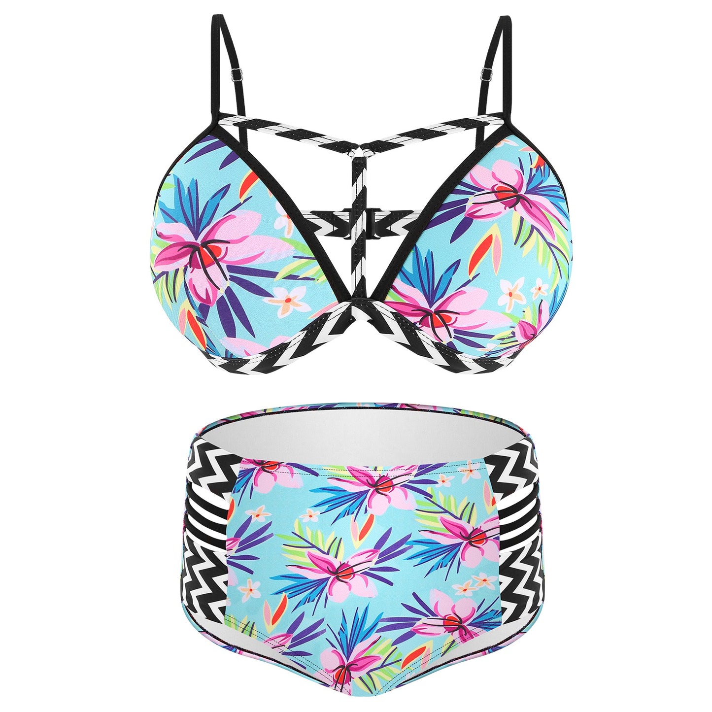Bikini Swimsuit For Women Floral Padded Push Up Bikini Sets M Size