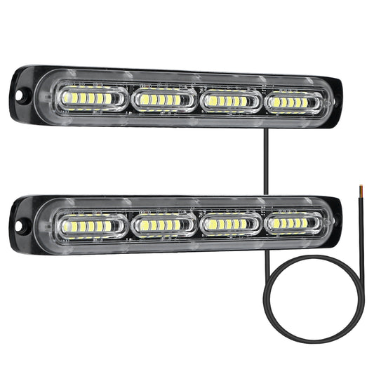 2Pcs LED White Light Bar 72W IPX4 Waterproof Work Light Pods Emergency Warning Light Bar w/ Flashing Cycling Lighting Mode for Car