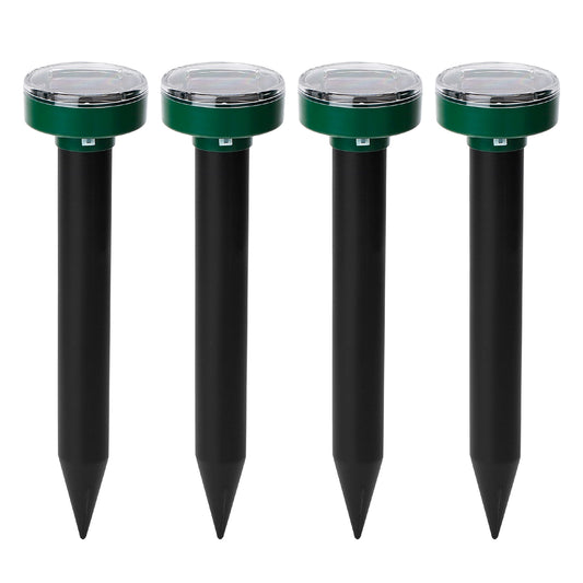 4Pcs Solar Powered Mole Repeller Sonic Gopher Stake Repellent Waterproof Outdoor For Farm Garden Yard Repelling Moles