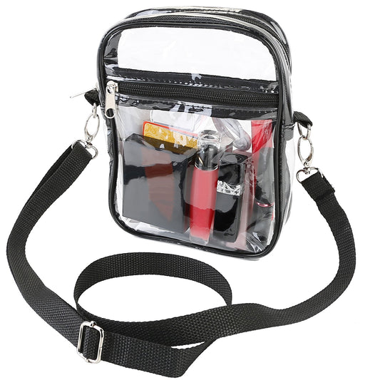 Clear Crossbody Bag Stadium Approved Clear Purse Transparent Small Shoulder Bag See Through Zip Pouch Tote Bag Handbag 44OZ