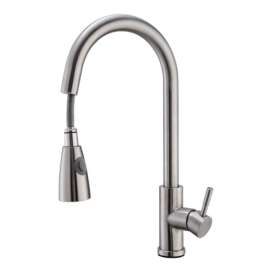 Kitchen Faucets Single Handle Kitchen Sink Faucet Brushed Nickel Stainless Steel Pulldown Head Faucet