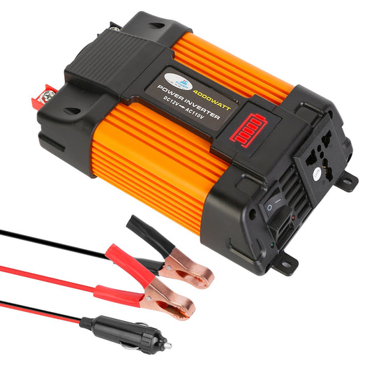 500W Continuous Power Inverter DC 12V To AC 110V Car 4000w Peak Power Inverter w/ Dual 5V 2.1A USB Ports