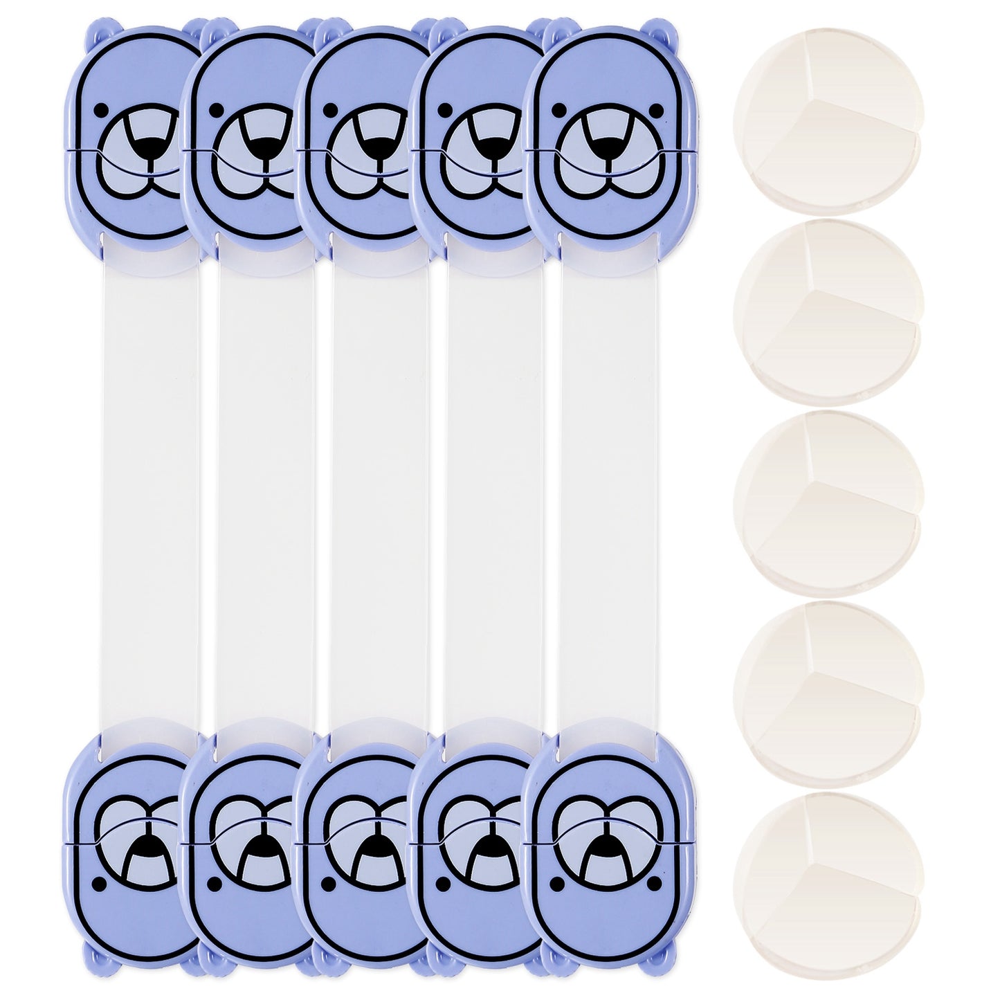 5Pcs Kids Safety Locks w/ 5 Furniture Corner Protectors Drawer Cabinet Strap Locks