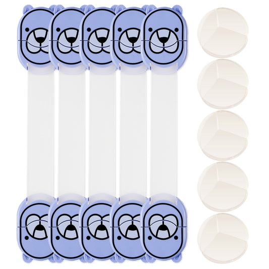 5Pcs Kids Safety Locks w/ 5 Furniture Corner Protectors Drawer Cabinet Strap Locks