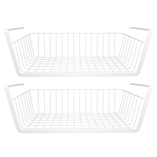 2Pcs Hanging Under Shelf Storage Basket Vertical Wire Storage Rack Kitchen Cabinet Organizer For Food Storage Dish Towel Kitchen Pantry