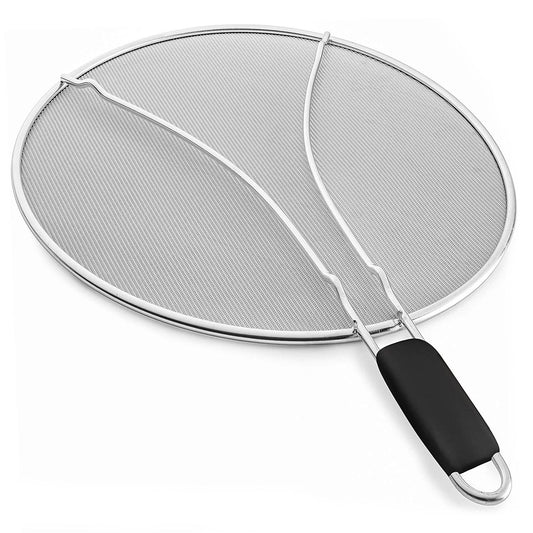 Grease Splatter Screen 13in Stainless Steel Fine Mesh Splash Mesh Shield Hot Oil Stopper w/ Resting Feet