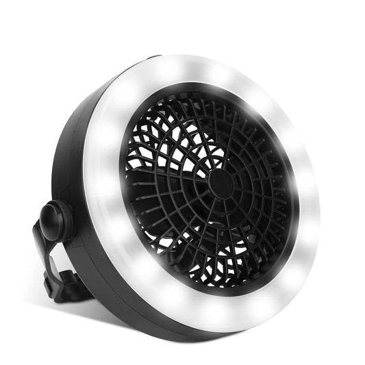 Portable Camping LED Fan 2 in 1 Outdoor Battery/USB Operated Hanging Hook