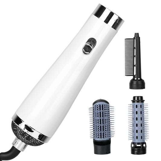 3 In 1 Hot Air Brush One-Step Hair Dryer Comb 3 Interchangeable Brush Combs Volumizer Hair Curler Straightener 66.93in Rotatable Cable