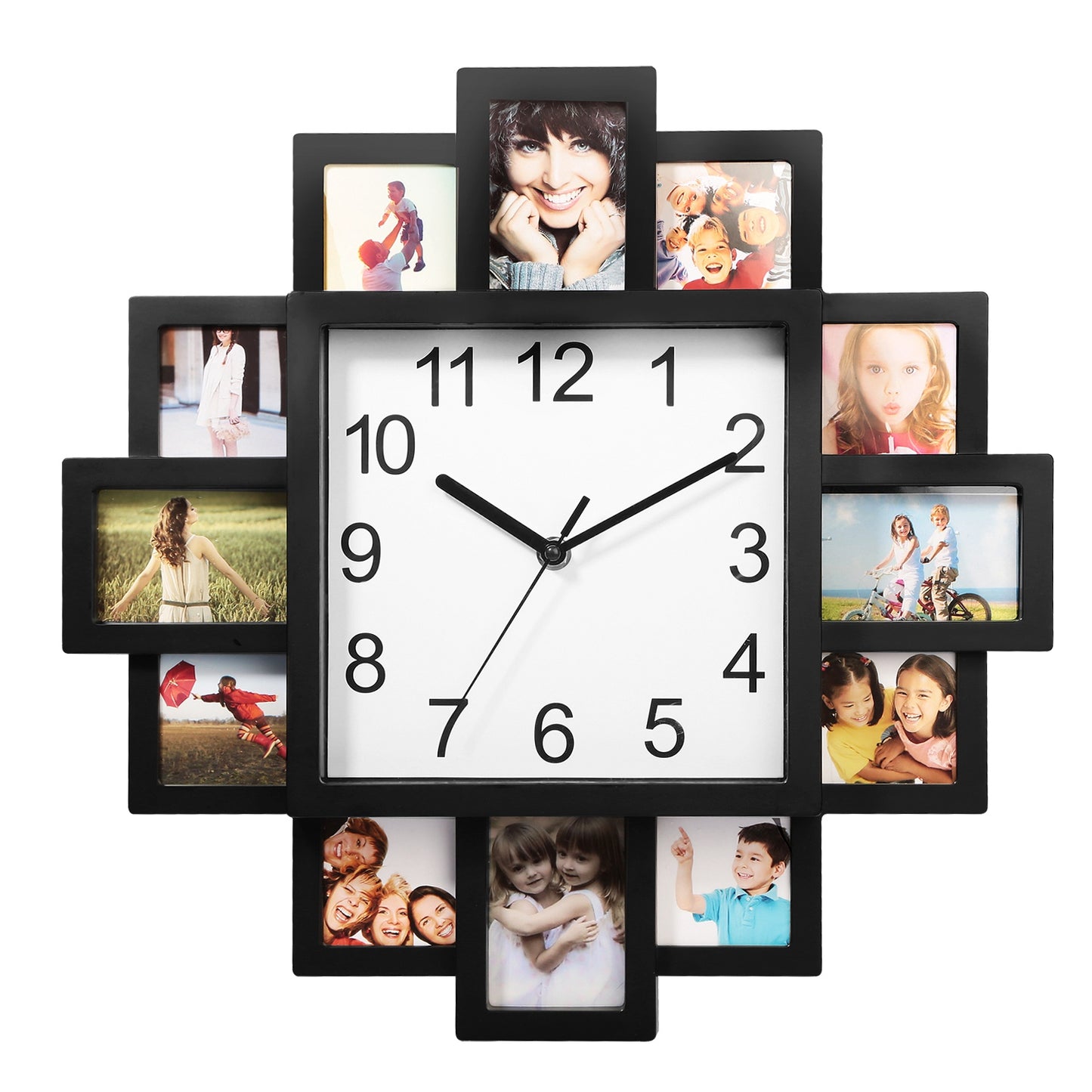 Photo Frame Clock Picture Collage 12-Picture Display Wall Clock Photowall