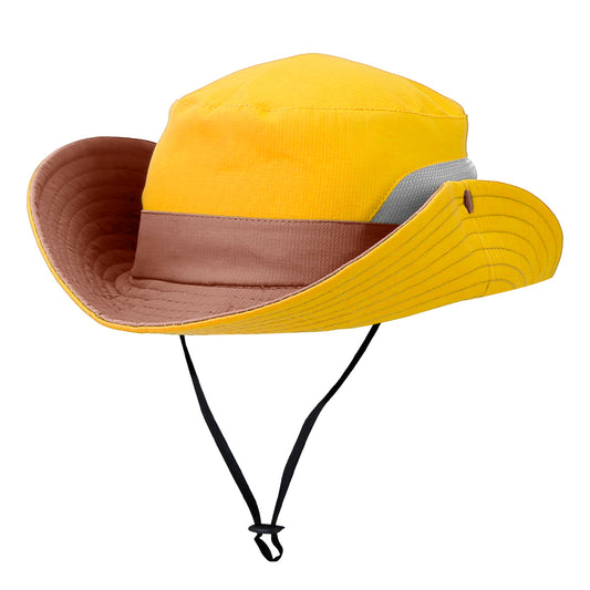 Women Summer Sun Bucket Hats Foldable UV Protection Cotton Cap Wide Brim Floppy Cap Yellow