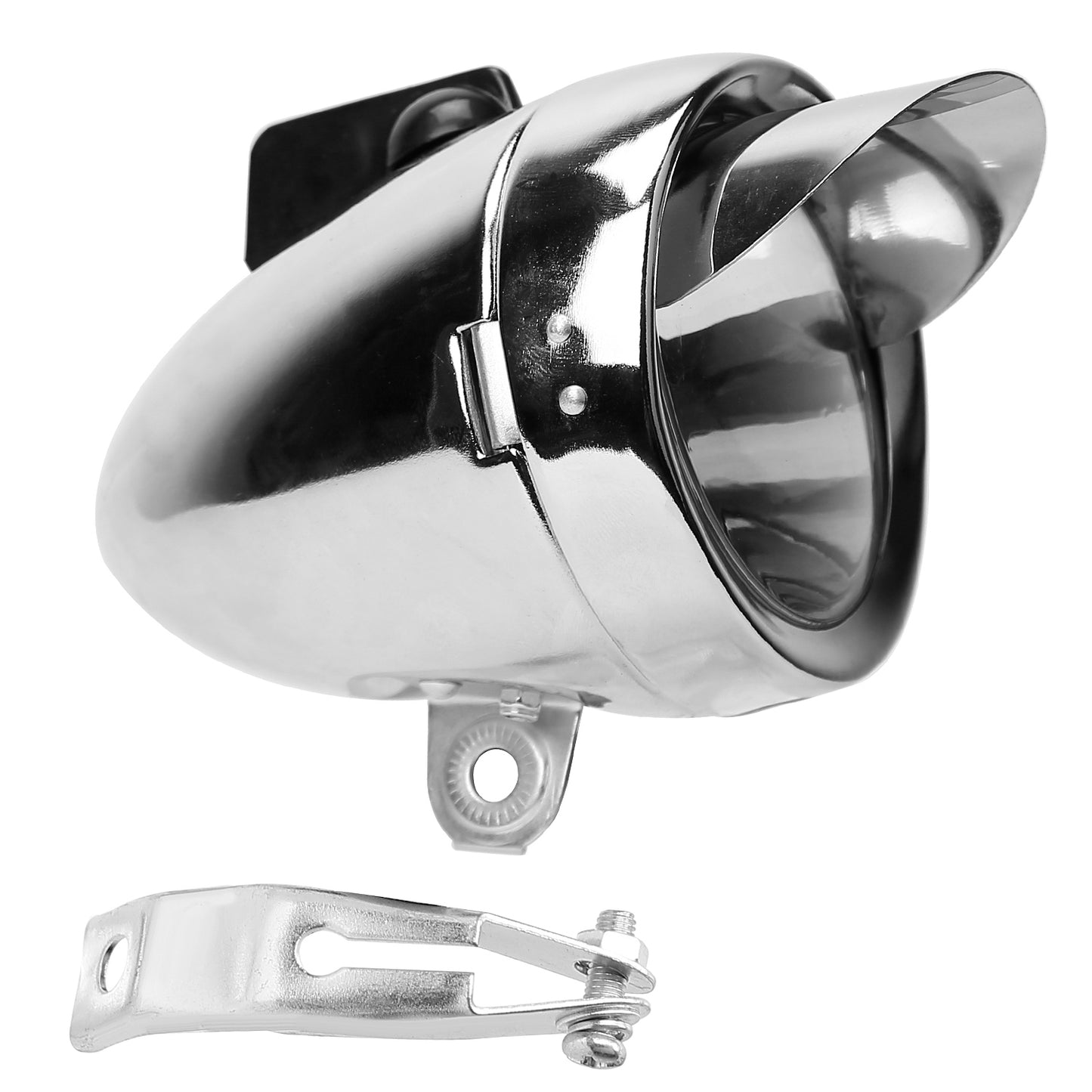 Vintage Bicycle Front Headlight Retro Metal Chrome Silver Shell Bright Bike LED Light Night Riding Safety Cycling Fog Light Headlamp
