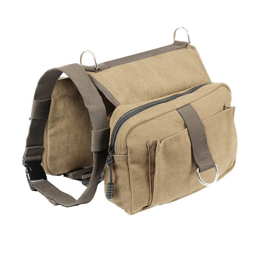 Pet Dog Backpack Hound Hiking Camping Saddle Bag Cotton Canvas