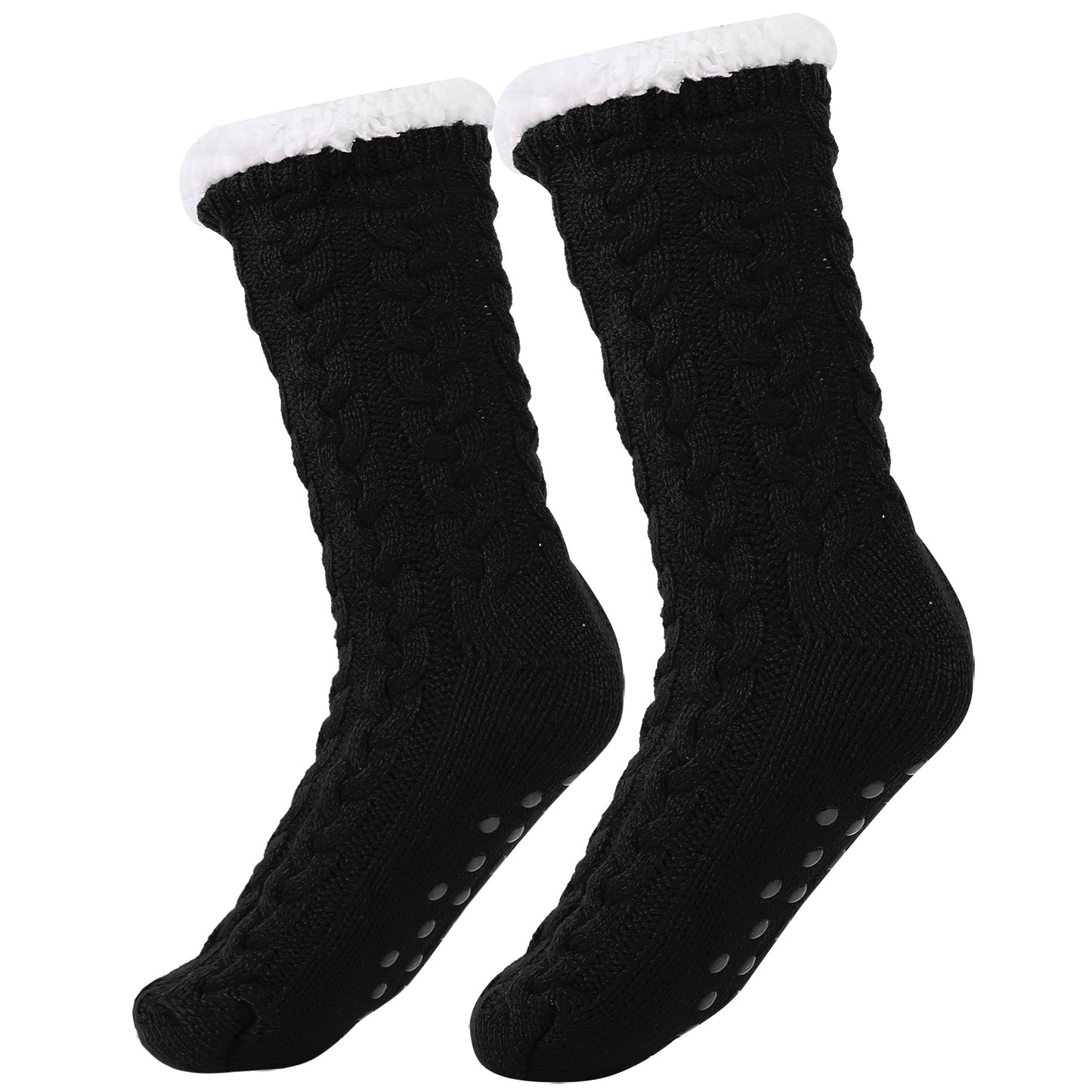 Winter Slipper Socks Winter Warm Fluffy Grip Floor Socks W/ Anti-Slip Grip For Women US 5.5-8.5