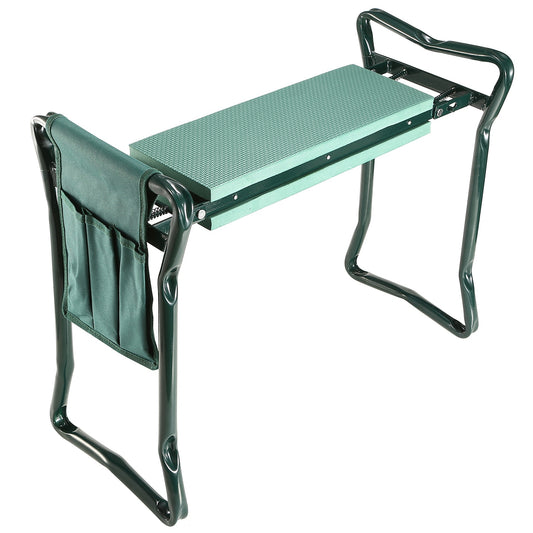 Foldable Garden Kneeler Seat w/ Kneeling Soft Cushion Pad Tools Pouch
