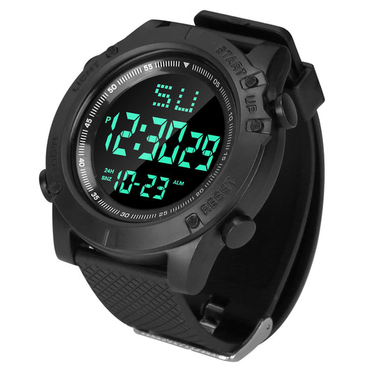 Men's Digital Sports Watch Water-Resistant Military Wrist Watch w/ LED Backlight Date/Week/12/24H Display Alarm Stopwatch Function