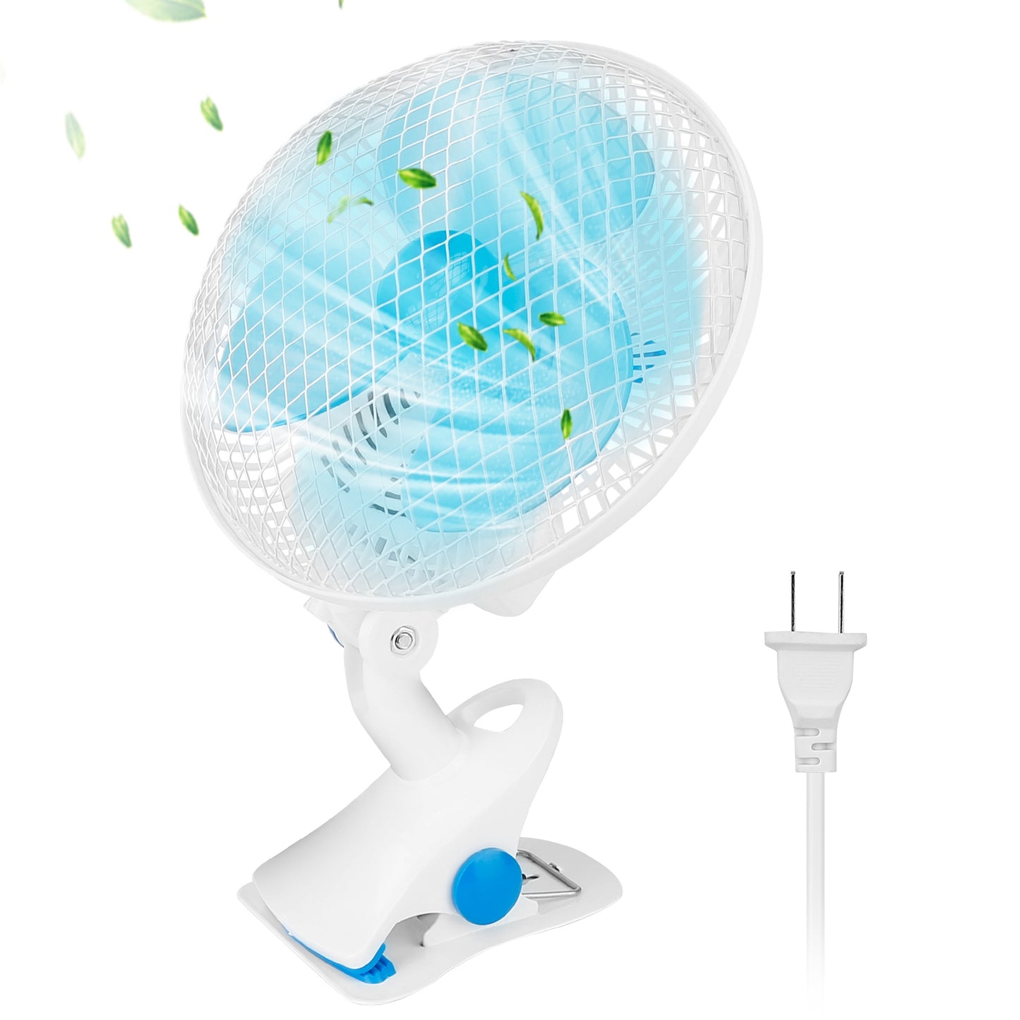 Clip On Fan 2 Speeds Quiet Clamp Fan Adjustable Tilt Auto Shaking Fan Wall Mount Personal Fan