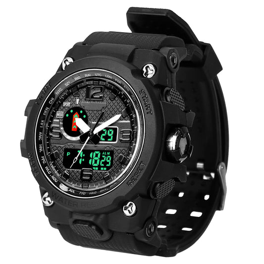 Men's Sports Watch Water-Resistant Military Wrist Watch Digital Analog Watch w/ Quartz Electronic Movement LED Backlight Date Alarm