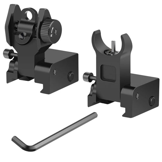 Flip Up Rear Front Sights Aluminum Alloy Tactical Folding Back Up Sight Set Fits For Picatinny Weaver Rails