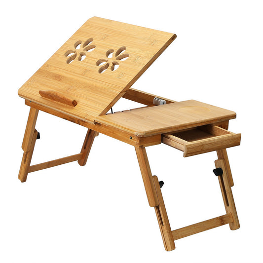 Bamboo Laptop Desk Breakfast Serving Bed Tray Foldable Leg Multi-Position
