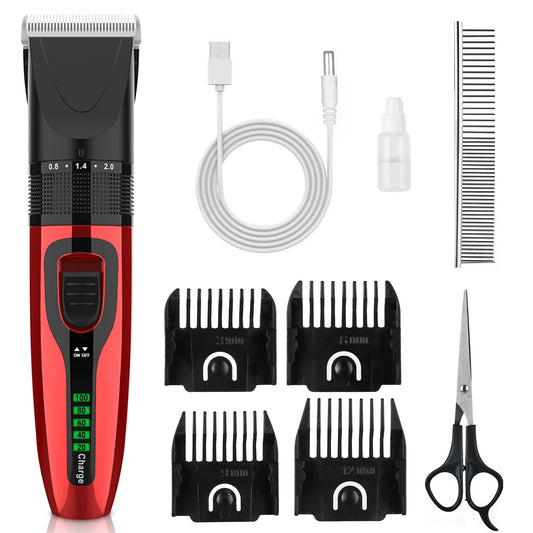 Pet Grooming Kit Rechargeable Cordless Dog Grooming Clippers Low Noise Electric Dog Trimmer Shaver Hair Cutter w/ 4 Guide Combs Scissors Oil