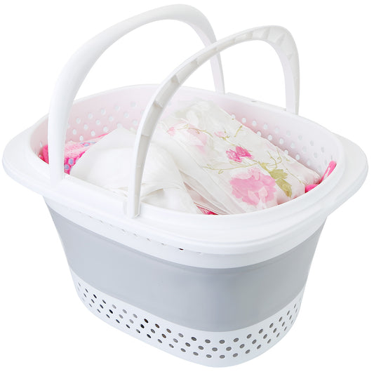 Collapsible Laundry Basket Space Saving Pop Up Cloth Bin Folding Storage Container Organizer Hamper Basket w/ Comfort Handle