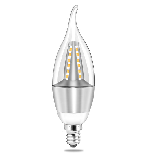 4pcs 5W E12 Candelabra Bulbs 600 LM 50W Equivalent Candle Flame Tip