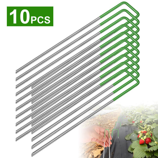 10Pcs Turf Staples 6-Inch U-Type Garden Landscape Staples Rust Resistance Stakes Pins