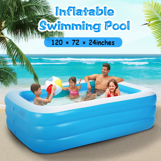 120*72*24inch Inflatable Swimming Pools Family Swim Play Center Pool