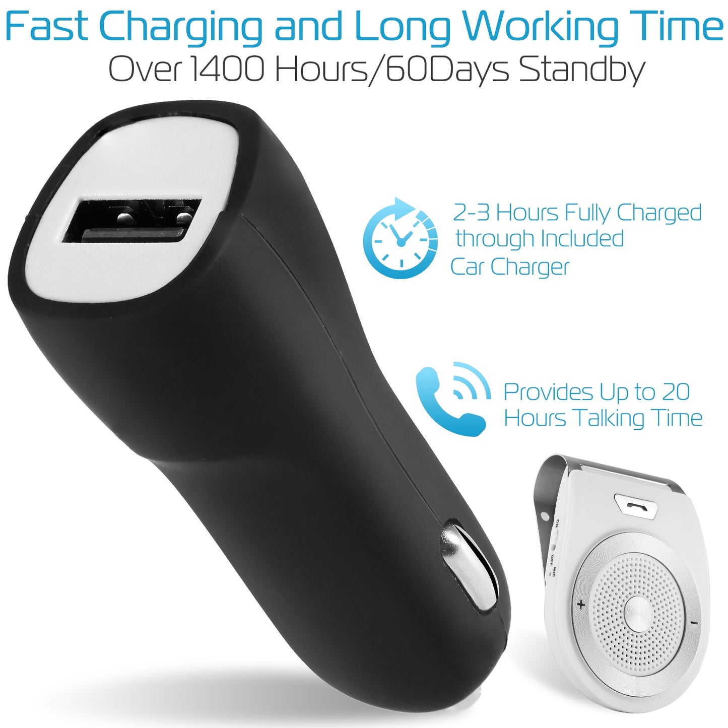 Car Wireless Speakerphone Wireless V4.1 In-Car Speaker Hands-free Calling Music Player