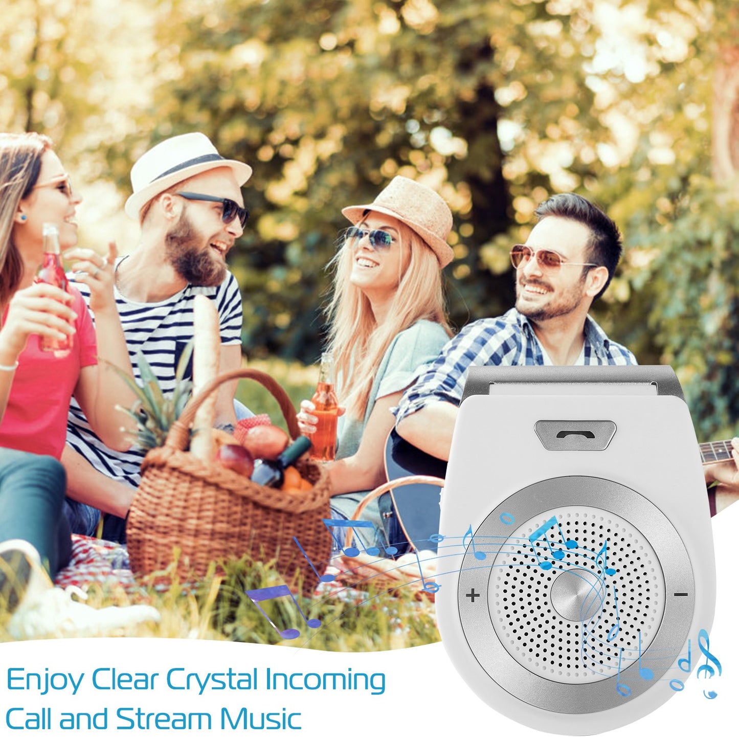 Car Wireless Speakerphone Wireless V4.1 In-Car Speaker Hands-free Calling Music Player