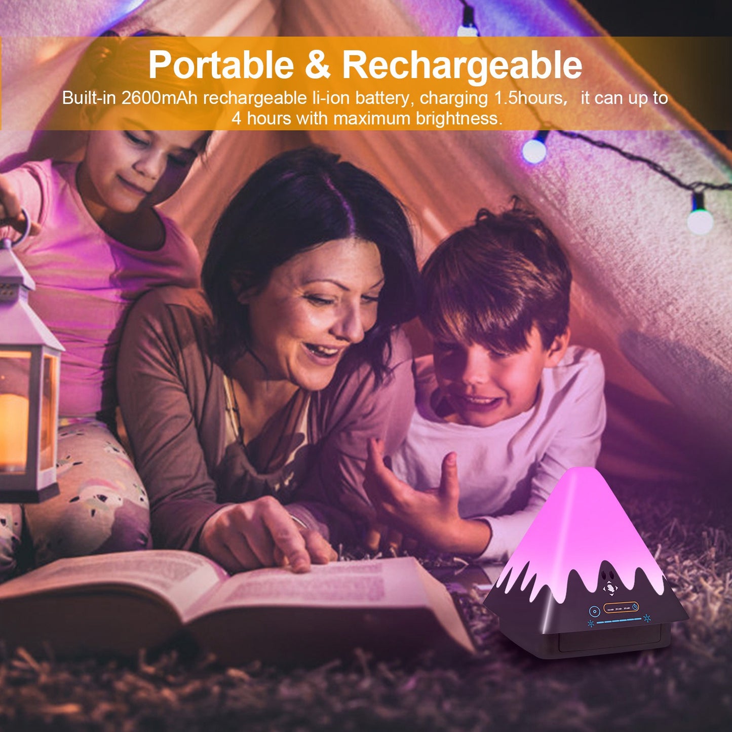 Touch Control Night Light 8-Color Change 6 Level Dimmable Light Brightness