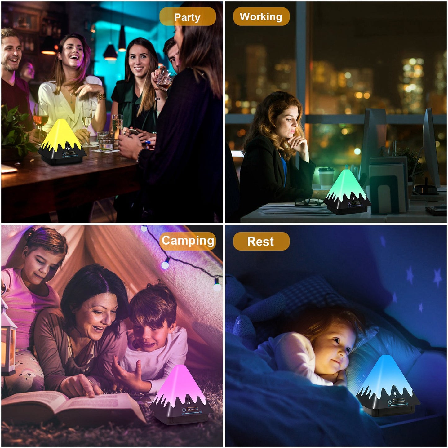 Touch Control Night Light 8-Color Change 6 Level Dimmable Light Brightness