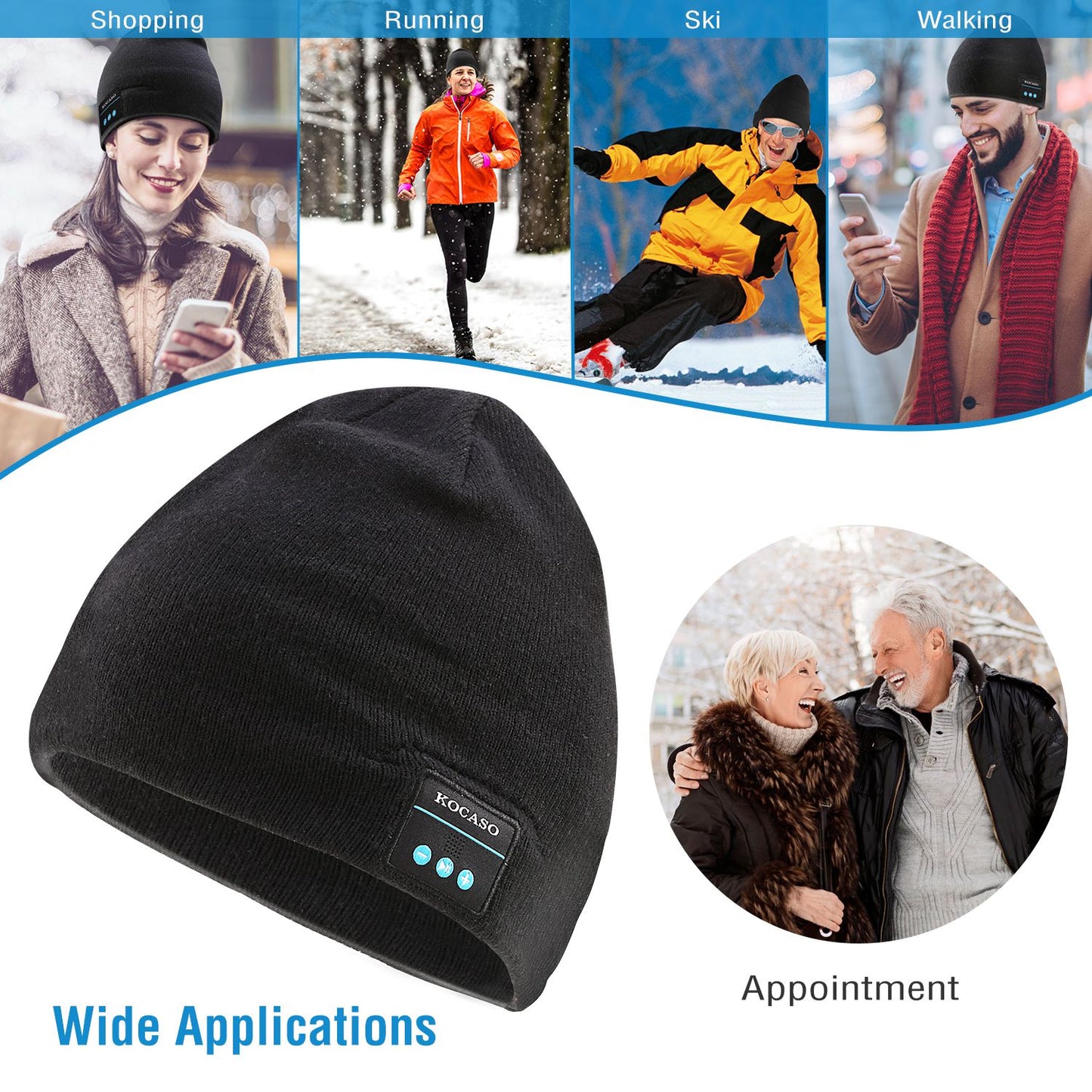 Soft Wireless Beanie Headphone Hat Wireless V4.2 Noise Cancellation